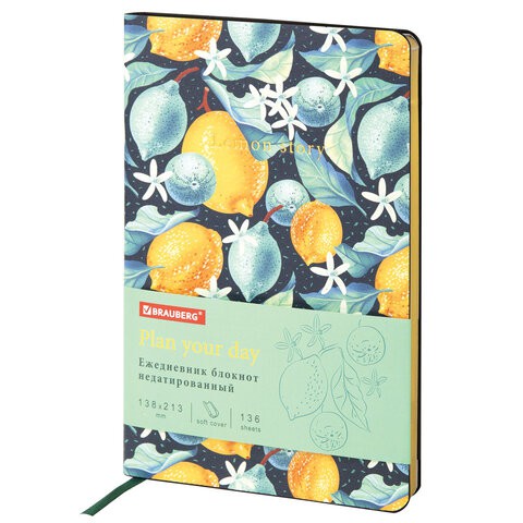 Ежедневник недатированный А5 Brauberg Vista Lemon Story 136 листов 112012 цена за 2 шт , 